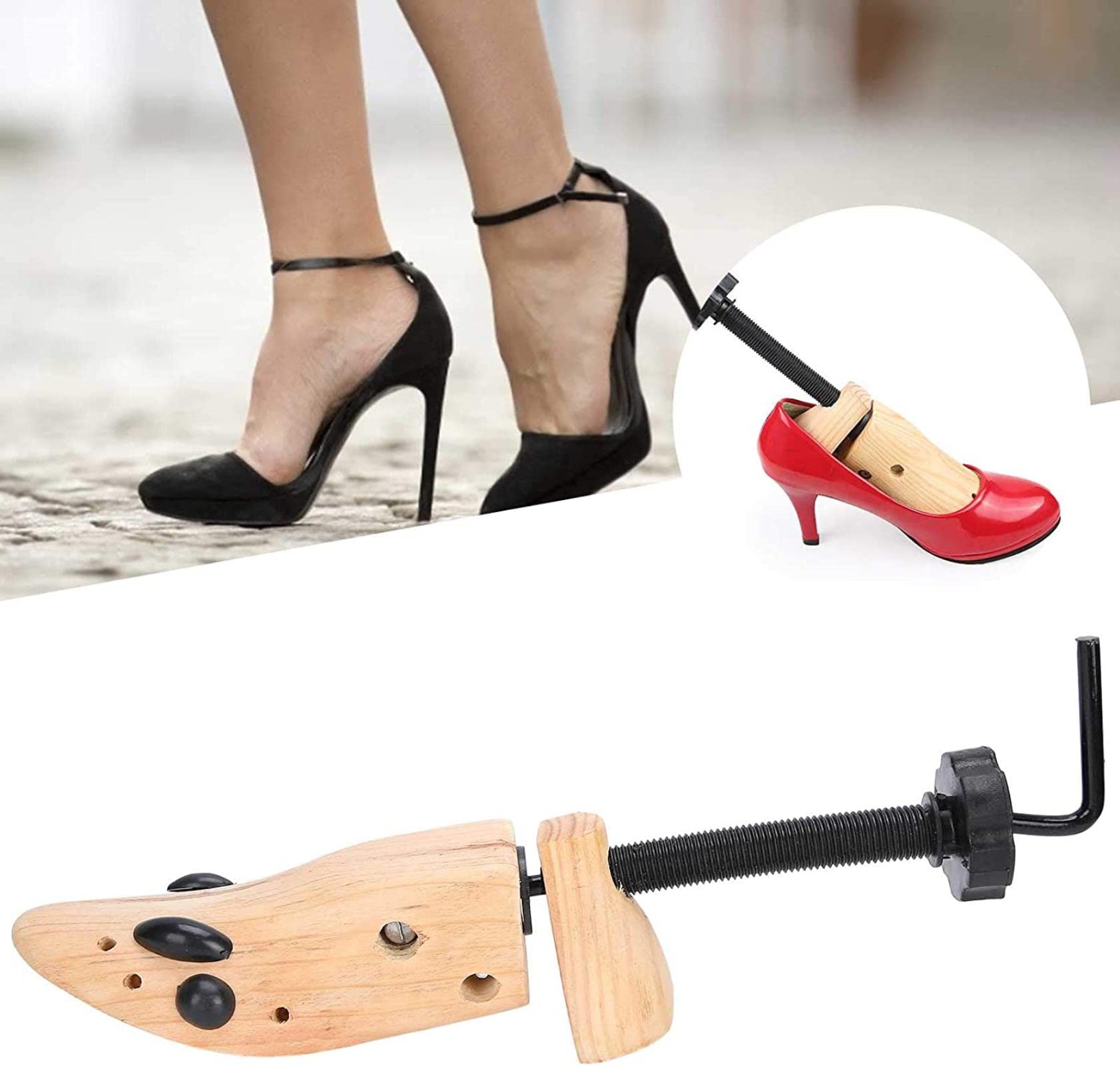 Barella per scarpe, comoda da usare Materiale in legno di pino Strumento di espansione per scarpe ecologiche Supporto per scarpe Barelle per stivali Albero per tacco alto per esterno(40 * 12 * 9c