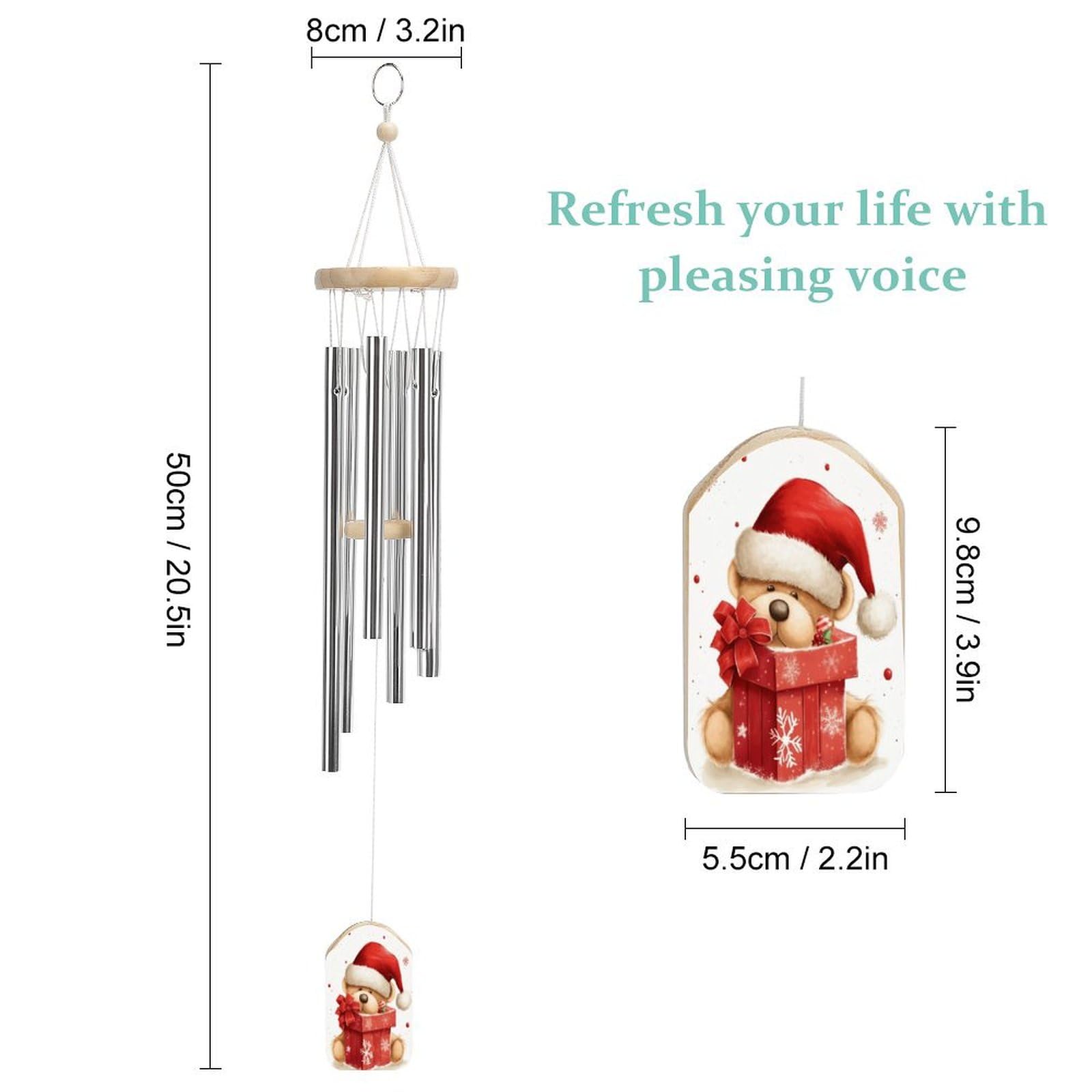 Outdoor Wind Chimes, Santa Hat Printed Wind Chimes,Simple Wind Chimes,Curtain Wind Chimes for Home Decoration
