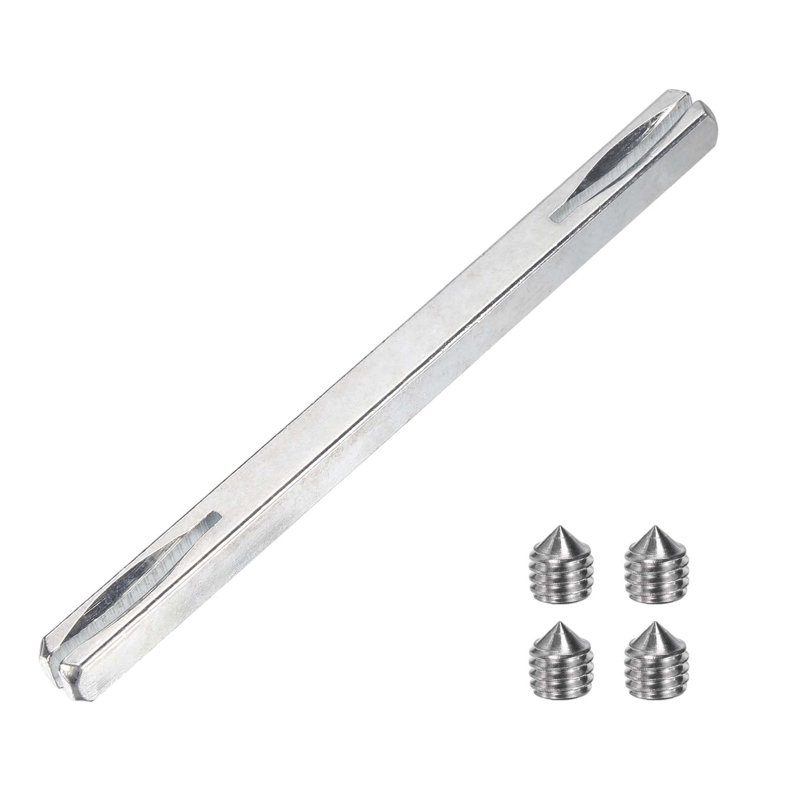sourcing map Door Knob Spindle, 120mm Long Spare Door Handle Spindle Bar with Hex Screws, Square Doors Handle Parts Lock Replacement Part for Furniture Assembly, DIY Projects, Silver Tone