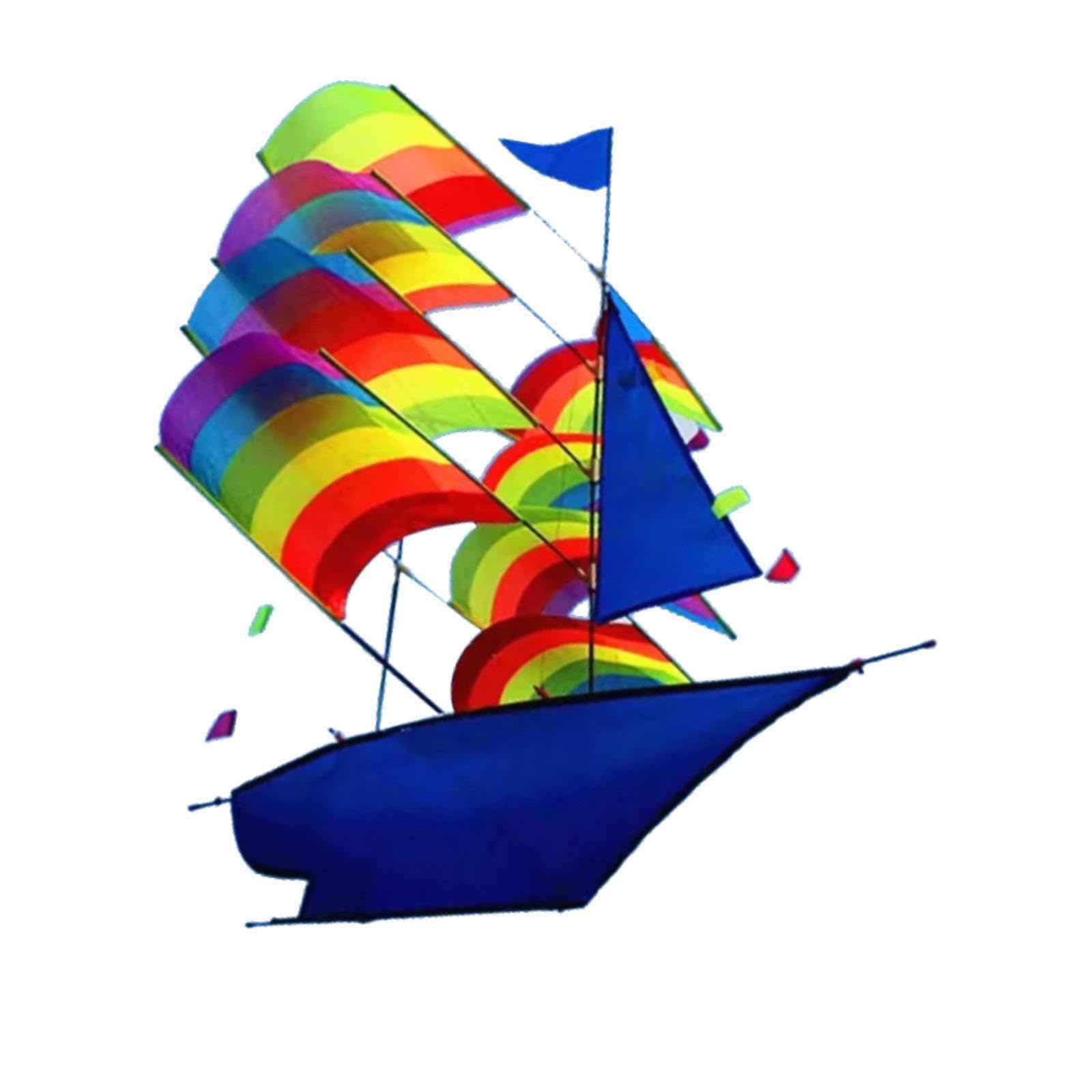 Aquilone a Grande Nave Colorata 3D Arcobaleno Aquilone Giocattolo Volante Giochi all'aperto per Bambini Gioco Attivo e Divertimento Nave Colorata di