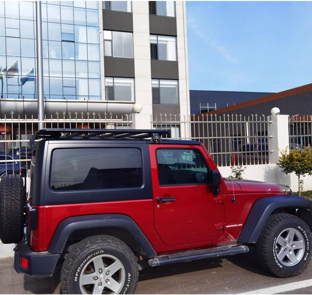 Roof Platform Luggage Frame Crossbar Fits for Jeep Wrangler JL 2018-2024 Cargo Carrier Raised Roof Rail Rack Aluminum Lockable (2 Door)