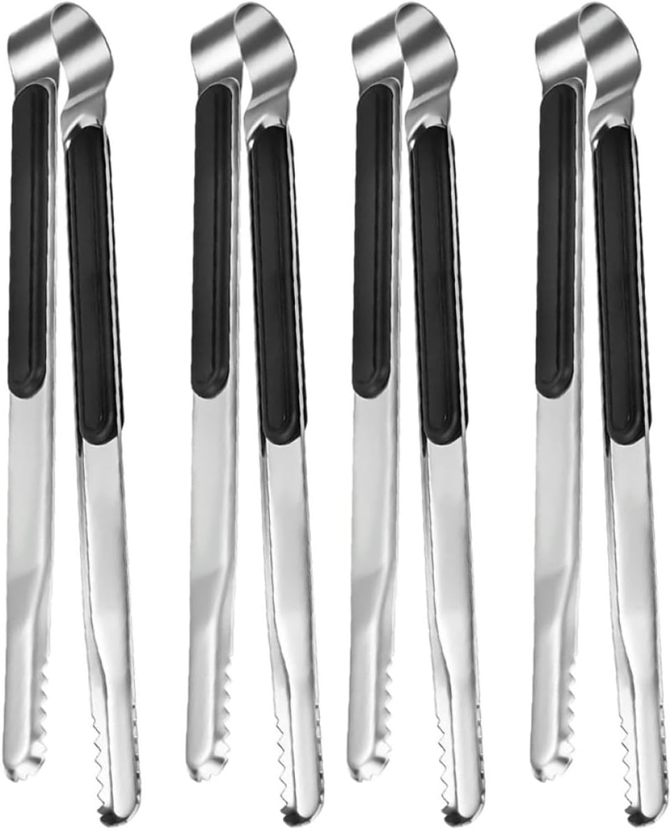 Mikikit 20pcs Ergonomic Food Tongs Non-slip Bbq Kitchen Grilling Utensils for Cooking Serving and Toasting Stainless Steel Design for Easy Handling and Cleaning