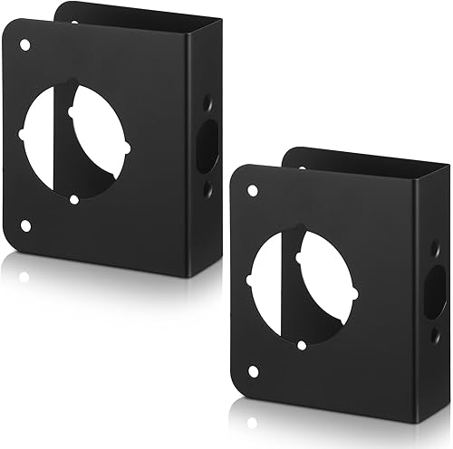 Zonon 2 piezas de placa de refuerzo de puerta de acero inoxidable para cerraduras y puertas, 2-18 pulgadas, orificio único de 2-38 pulgadas,