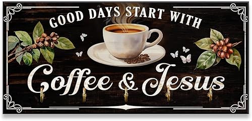 N NAMESISS Soporte para tazas de café, estante de almacenamiento para tazas de café, ganchos para tazas de café, taza de café montada en la pared,