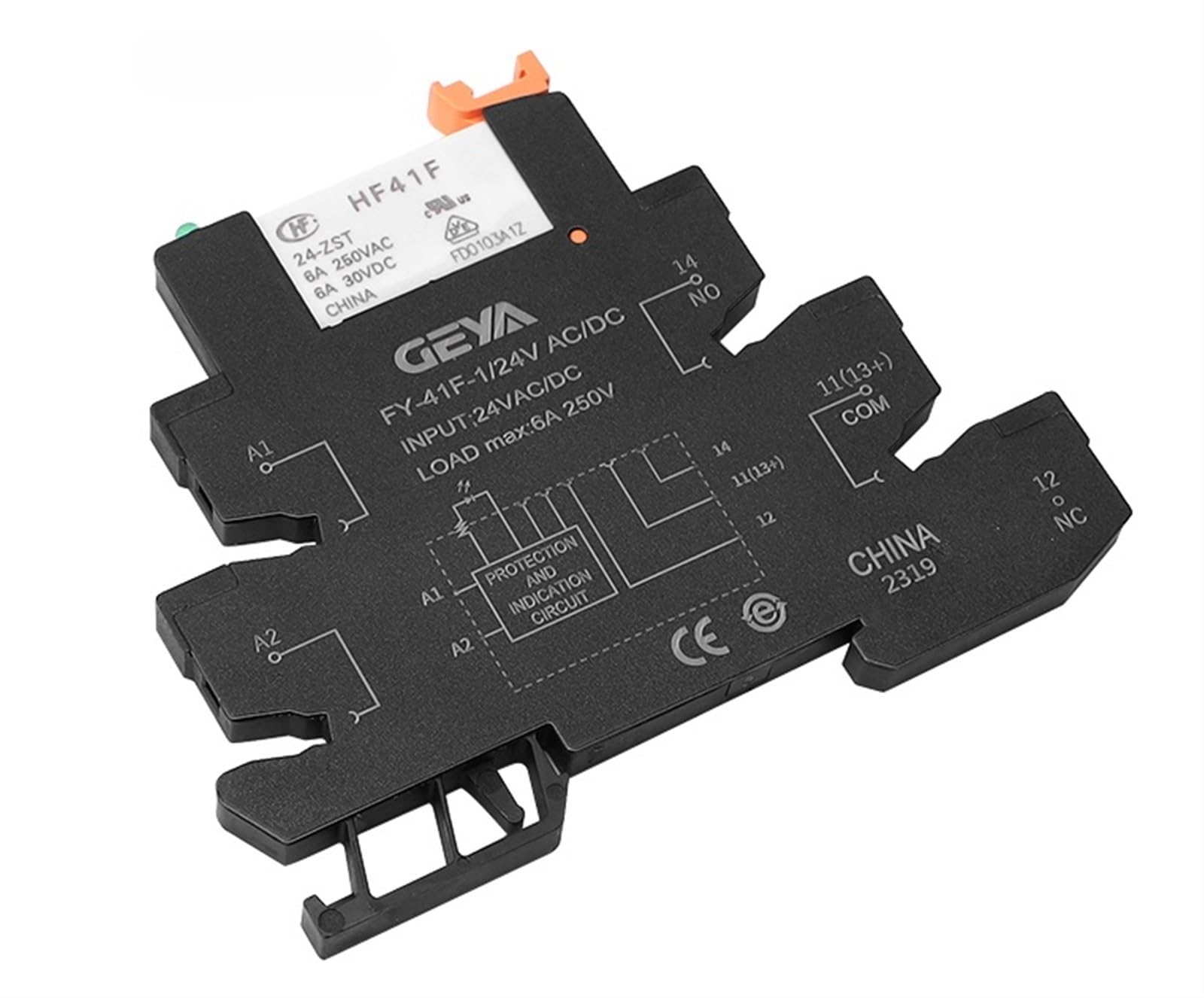 Module de relais HF-41F noir 110VAC | Lot de 10 avec support rail DIN compact et alimentation PCB
