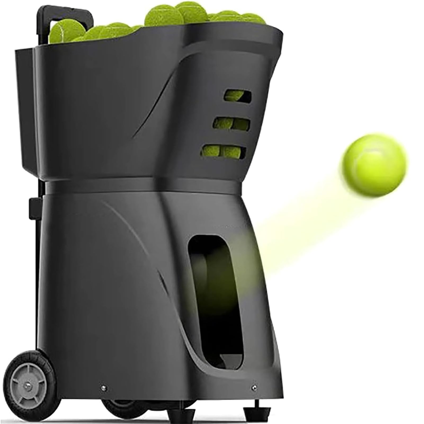 Machine à Balles de Tennis Lanceur Automatique de Balles Équipement d'entraînement de Tennis Angle de Lancement réglable, Vitesse, 50 Grande capacité, 50x36x30cm