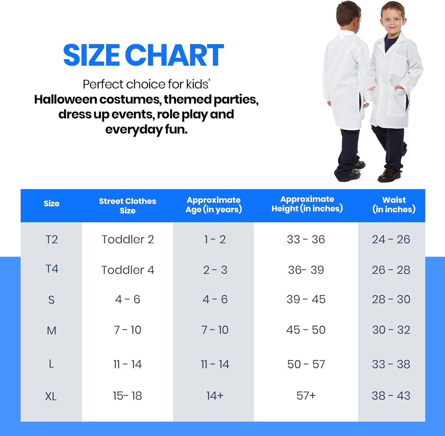 Miniatura 7 de Dress Up America Abrigo de laboratorio para niños, disfraz de laboratorio blanco para niñas y niños, abrigo de laboratorio ligero de 34 de longitud,