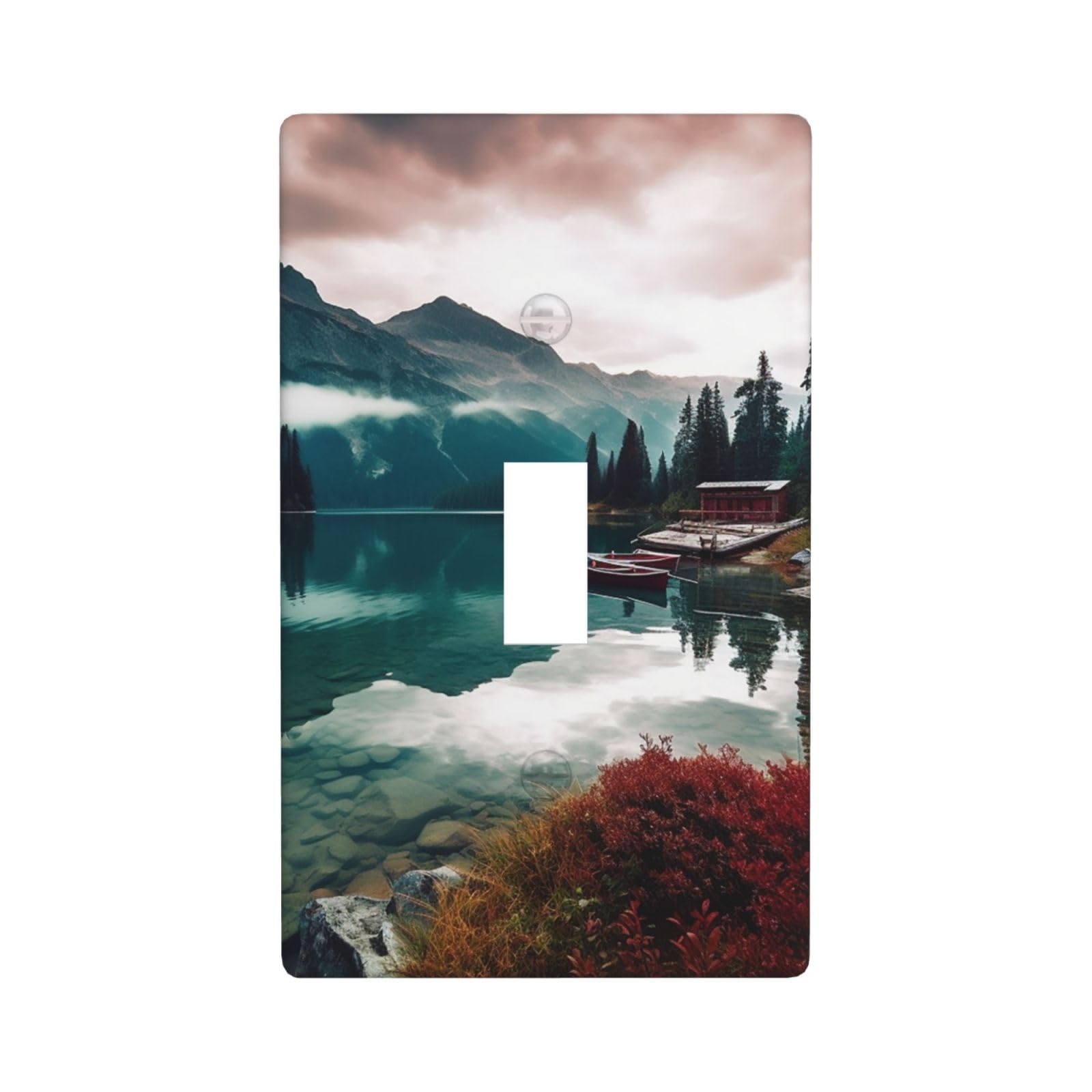 Decorator Wall Plate Cover Single Toggle Light Switch Cover Scenic lake Wallplates Blank Electrical Rocker Switch Plate Covers for Electrical Outlets Decorative 1 Gang 4.5" x 2.76"