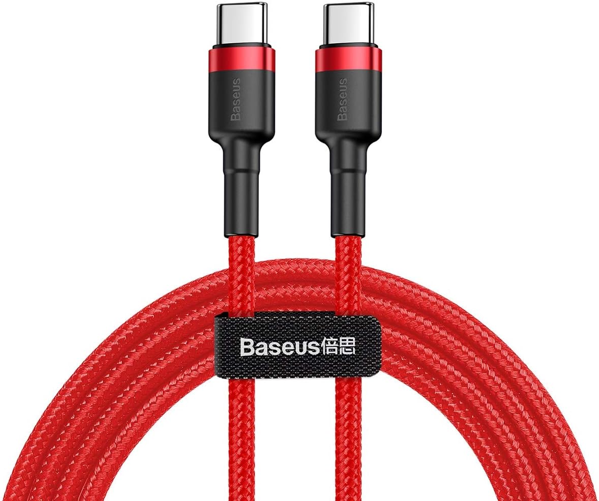 Baseus Cafule, 3.0 A USB-C & USB-C Şarj & Data Aktarımı Kablosu, Flash/Hızlı Şarj, 1 Metre, Gri/Siyah, CATKLF-GG1