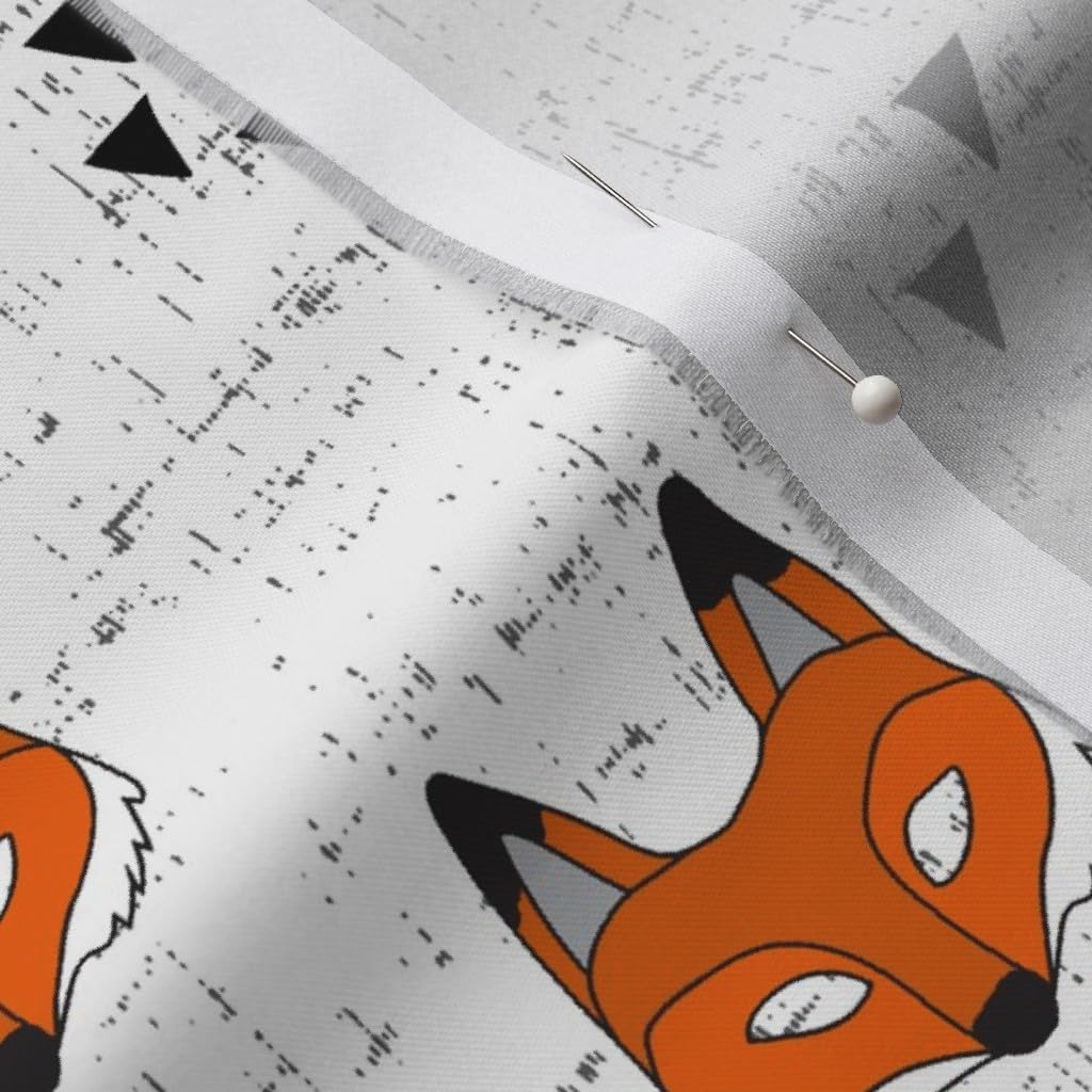 Spoonflower Fabric - Fox White Forest Woodland Distressed Printed on Organic Cotton Sateen Fabric by The Yard - Sewing Quilting Apparel Home Decor