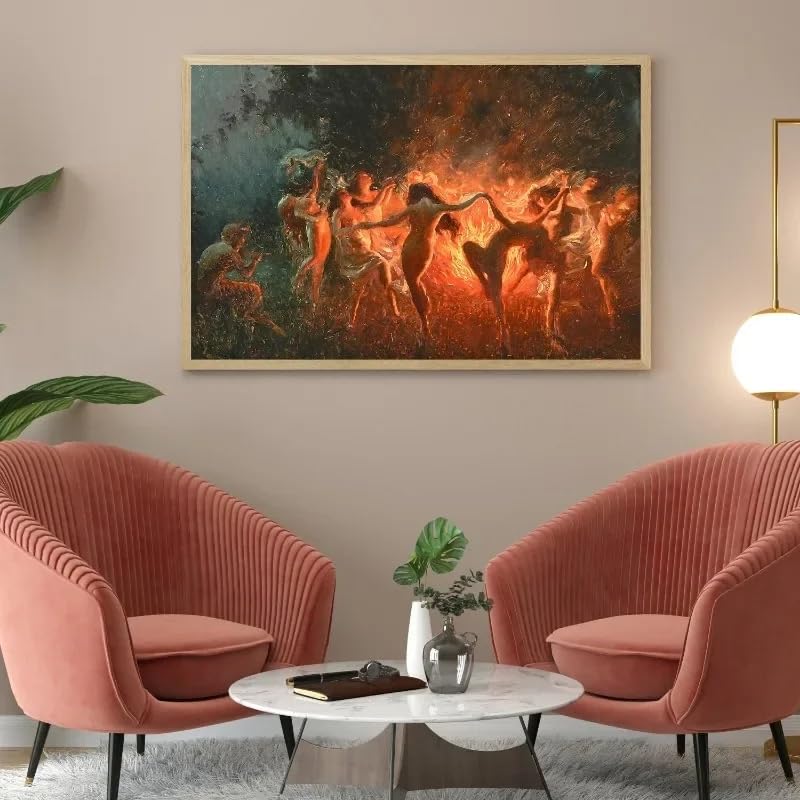 Danza de fuego de hadas, arte mural vintage de lienzo HD, decoración de pared para habitación 40x60
