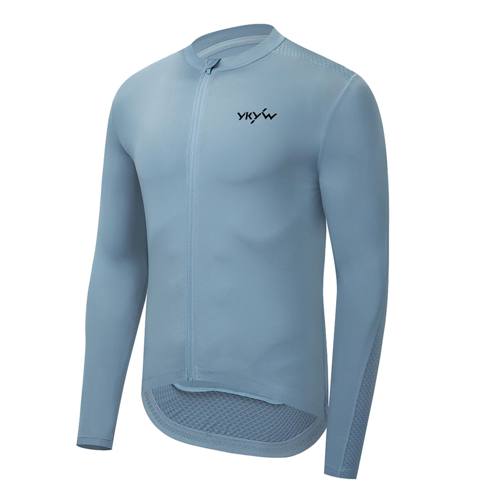 YKYWBIKE Fahrradtrikot für Herren, langärmelig, mit Taschen, Fahrrad-Shirts für Herren, atmungsaktiv, MTB-Biker-Shirts
