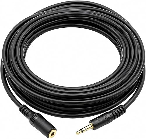3.5mm Stereo AUX Audio Extension Cable 5M Male to Female Jack – Hi-Fi Audio Extension,Universal Compatible with Headphones, Speakers, Car Stereo, PC & Smartphones – Black