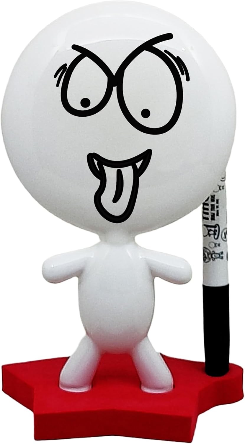 Work Gifts Colleagues - Dry Erase Board - Back to School Gifts - Ceramic Memo Pad - TITTO Star, Draw Your Ideas - Customizable Whiteboard Character with Marker - (Red)