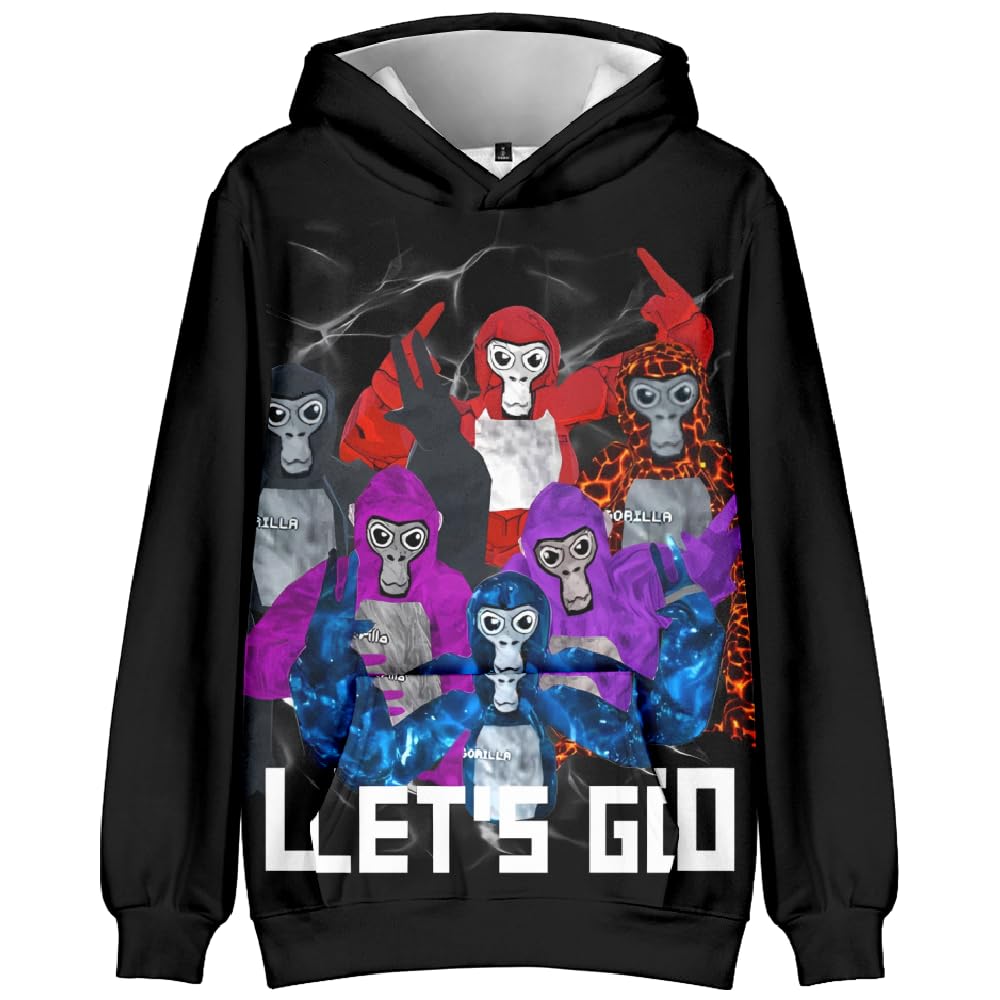 CLJKU Kids Gorilla Tag Character Group Hoodie Boys Gorilla Tag 3D Figure Printed Sweatshirt for Fans Gift (L,11-12years)