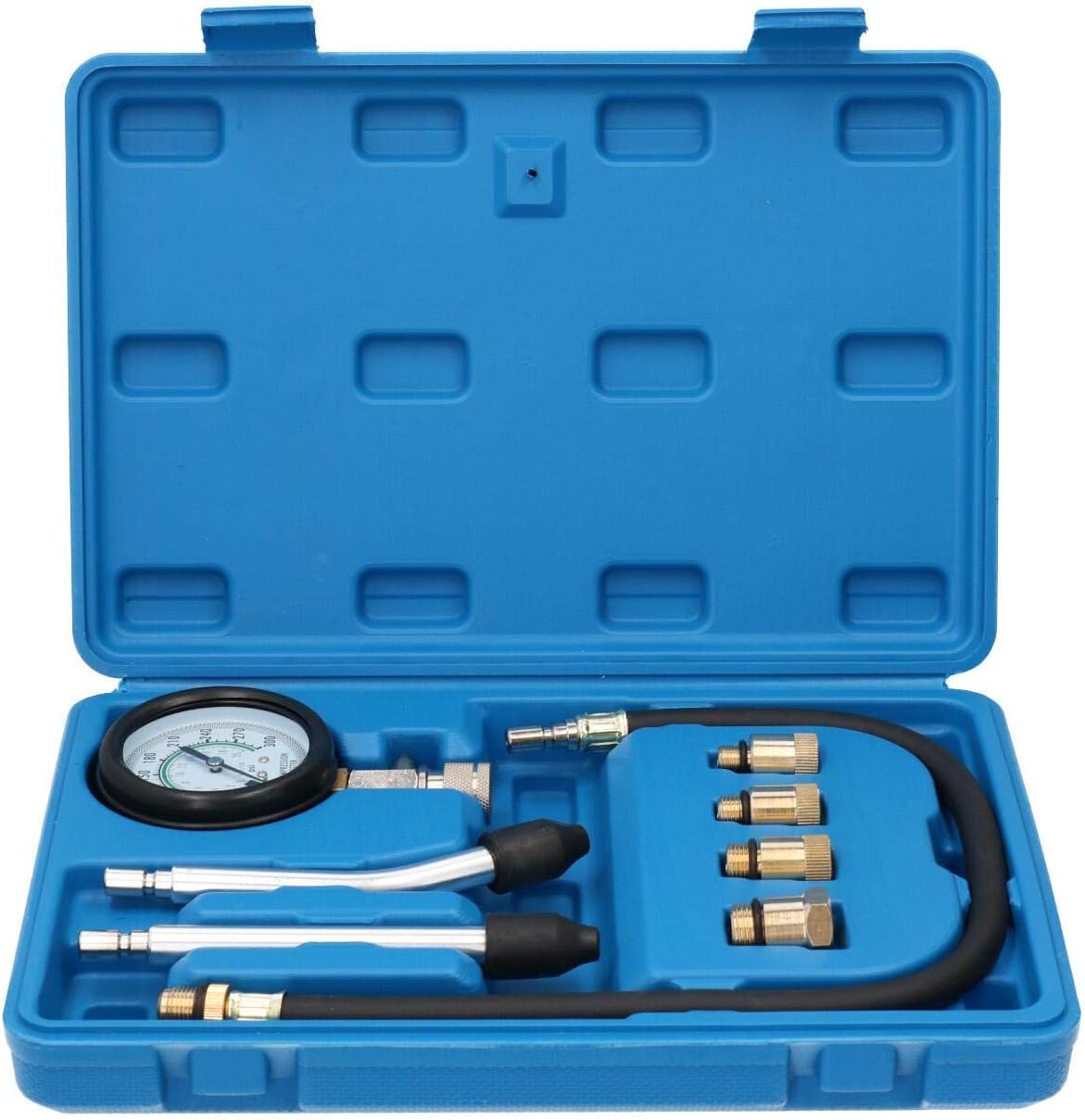 Petrol Engine Cylinder Compression Tester Kit M10 - M18 Adaptors Valve Timing