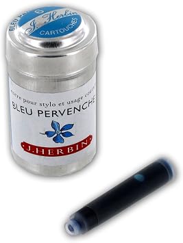 J. Herbin La Perle des Encres Fountain Pen Ink Cartridges, Pack of 6 Bleu Pervenche