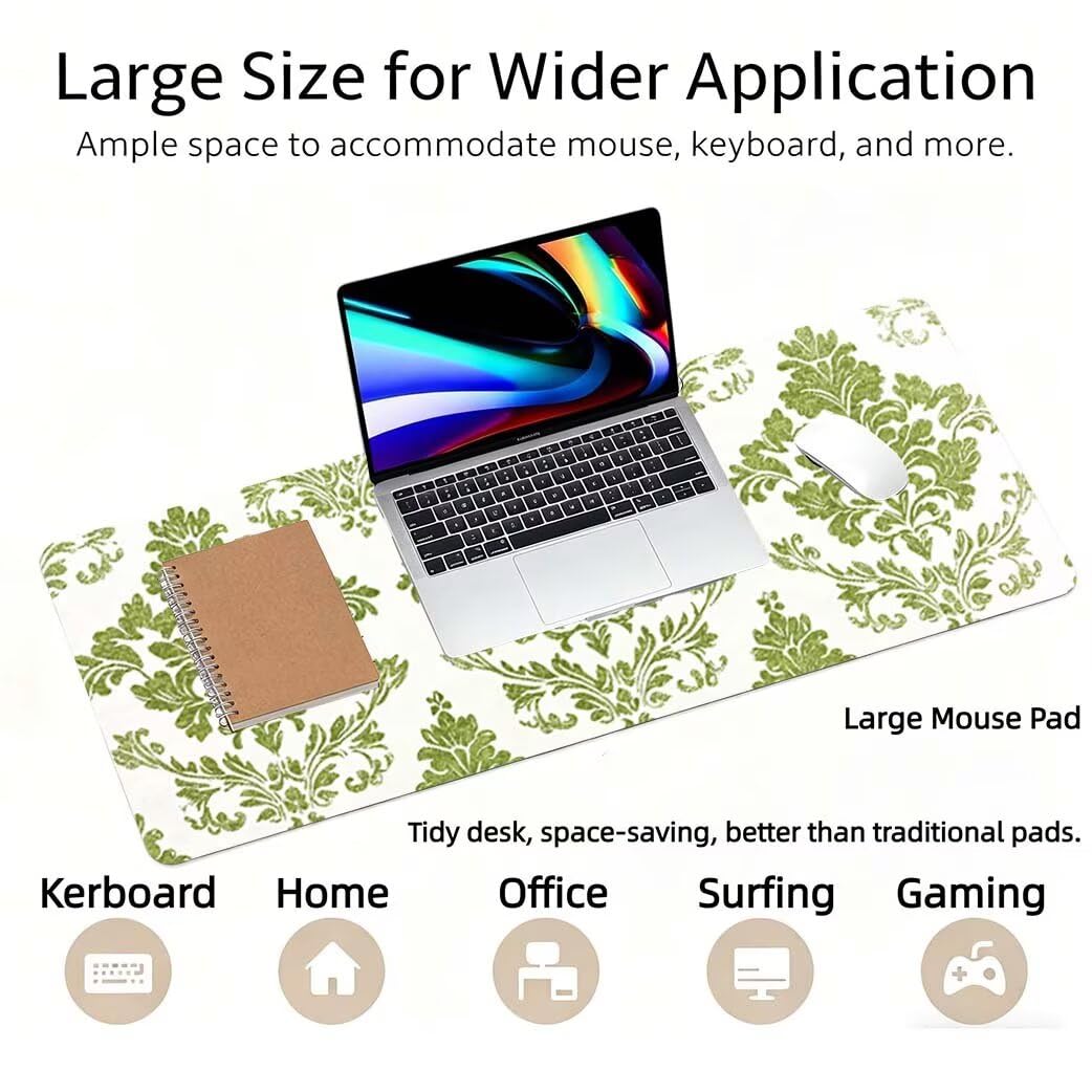 Lpfieonn Ostern Schreibtischunterlage XXL, Beige Schreibtischunterlagen Großes, Gaming Mousepad XXL mit ernähter Rand und Rutschfeste Gummibasis, Desk Mat für PC/Laptop/Mausa 120x60cm PF-3244