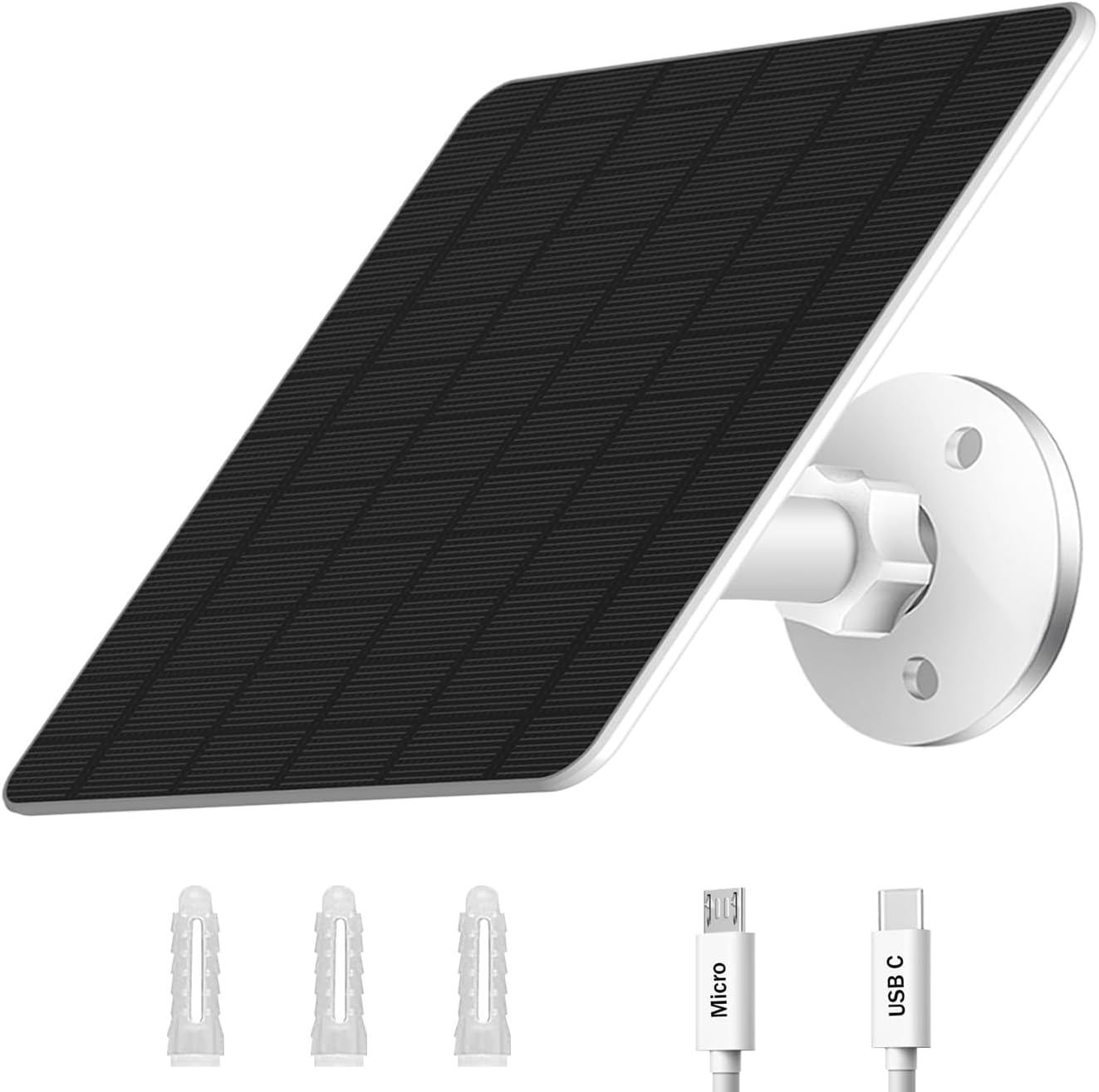 Solar Panel for Security Camera Outdoor, 5W Solar Panel Charger Compatible with Rechargeable Battery Powered Camera, with 9.8ft Cable, Adjustable Wall Mount, IP65 Waterproof (White) Solar Panel for Security Camera Outdoor, 5W Solar Panel Charger Compatible with Rechargeable Battery Powered Camera, with 9.8ft Cable, Adjustable Wall Mount, IP65 Waterproof (White)