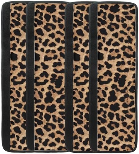 Miniatura 2 de Juego de 4 fundas duraderas antideslizantes para manija de nevera, diseño de leopardo marrón, protector de mango para horno y lavavajillas, mantiene