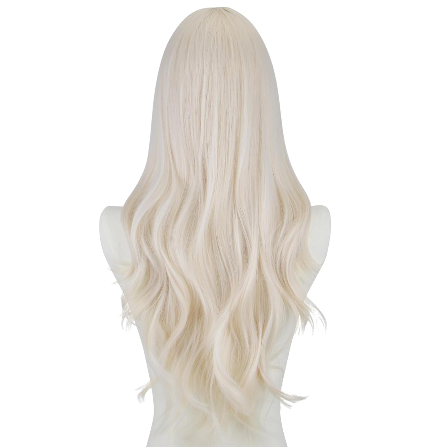 FREE BEAUTY Long platinum Blonde Wavy Wig for Women 26 Inch Middle Part Curly Wavy Wig Natural Looking Synthetic Heat Resistant Fiber Wig for Daily Party Use