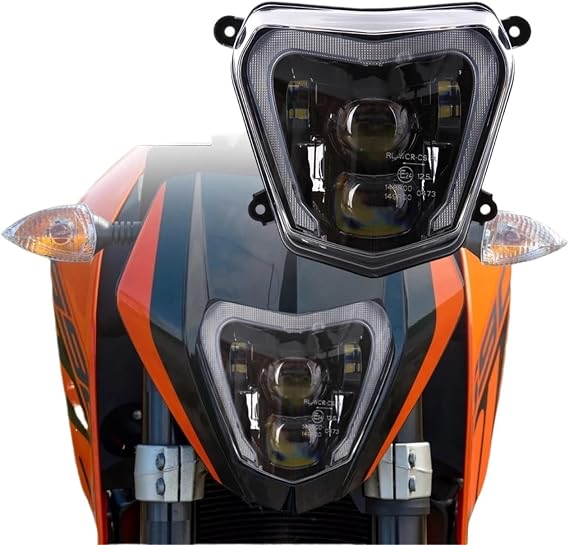 GKALSUEGE Headlight Headlamp Compatible With KTM Duke 690 R 690R 2012-2016 2017 2018 2019 E24 E-mark Motorcycle Head Light Lamp H4 Bulb with DRL