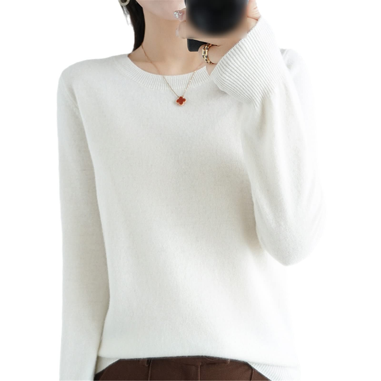 100% Lana Cashmere Maglione Donne O Collo Pullover Casual Maglia Top Autunno Inverno Cappotto