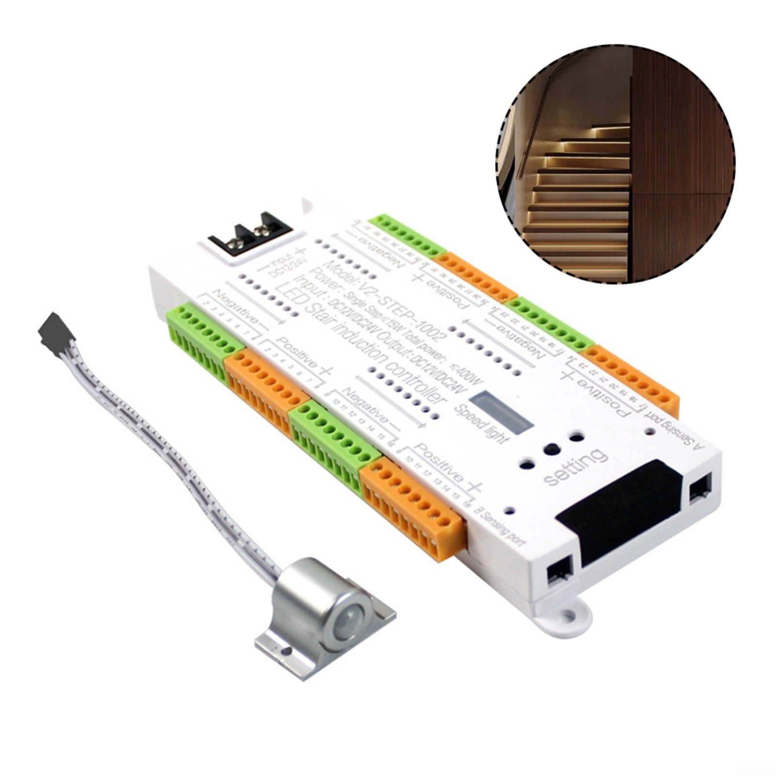 Sensore di movimento LED regolatore della luce della scala 32 canali Controllo automatico di illuminazione 120 ° Angolo di rilevamento 1- Distanza bassa tensione 12V-24V