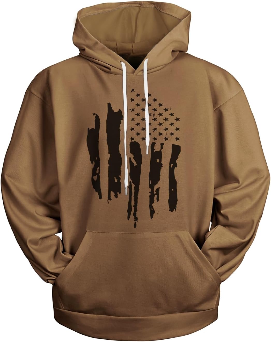 H HYFOL Graphic Hoodies for Men USA Flag American Patriotic Long Sleeve Pocket Pullover Sweatshirts