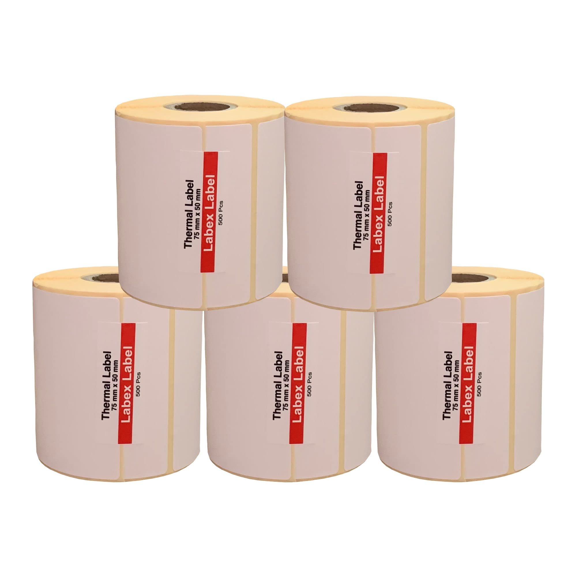 Lot de 5 rouleaux d'étiquettes thermiques 75 x 50 mm - Compatible Zebra, Argox, Sato