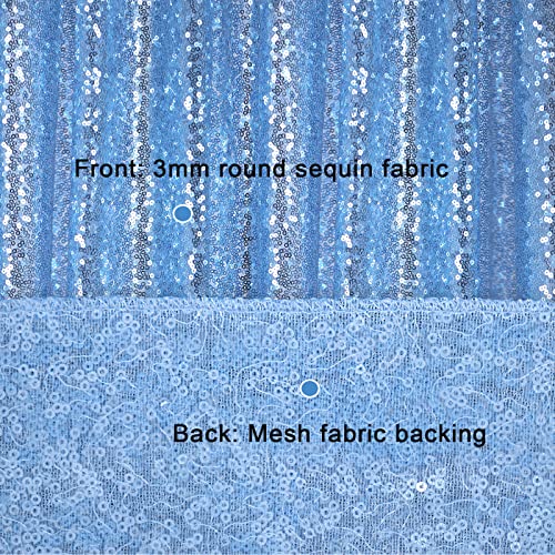 Image of Wedding Sequin Backdrop Curtains 4 Pcs 2ftx8ft Baby Blue Sparkly Stage Backdrop Drapes Birthday Party Background Decoration