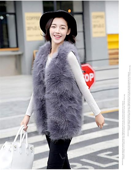 Amazon | [JINPIN] 毛皮ベスト ファーベスト レディース ベスト