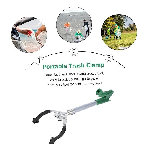 Miniatura 7 de 3 piezas de basura, herramienta plegable, multilimpiadora, herramienta de limpieza, recogedor de basura, palito superior para ancianos, herramienta