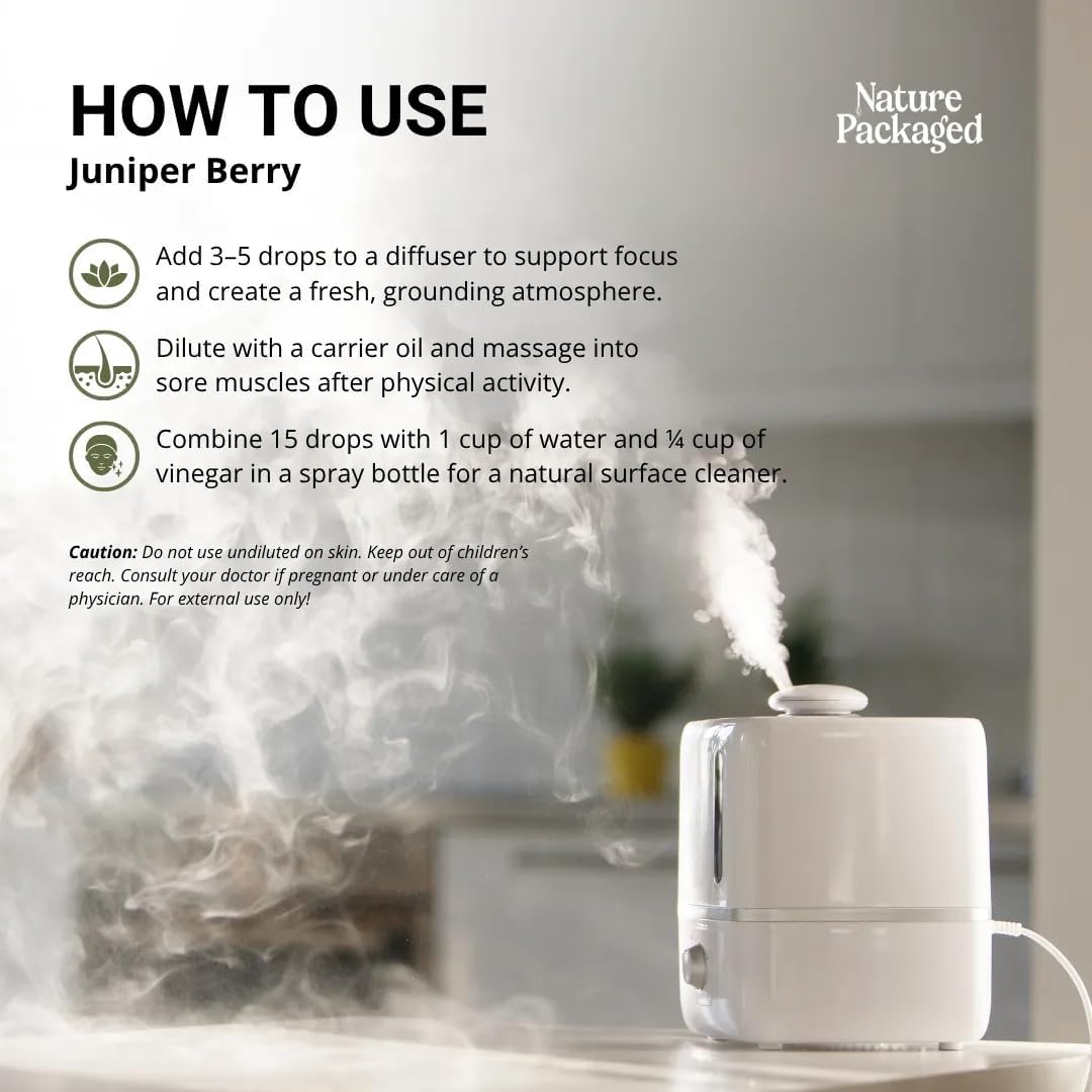 Juniper Berry Essential Oil with Cleansing & Uplifting Properties – 100% Pure Therapeutic Grade Juniper Essential Oil (Aceite Esencial de Enebro) for Aromatherapy, & Relaxation – 8oz