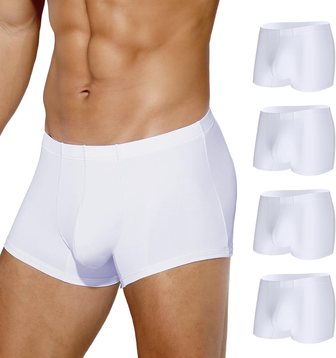 Arjen Kroos Men's Boxer Briefs, Sexy Silky Breathable Ice Silk Mens Trunks Underwear, Underwear for Men 4 Pack