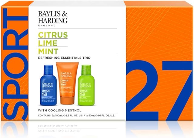 Baylis & Harding Men's Citrus Lime & Mint Refreshing Essentials Trio with Cooling Menthol Gift Set - Vegan Friendly