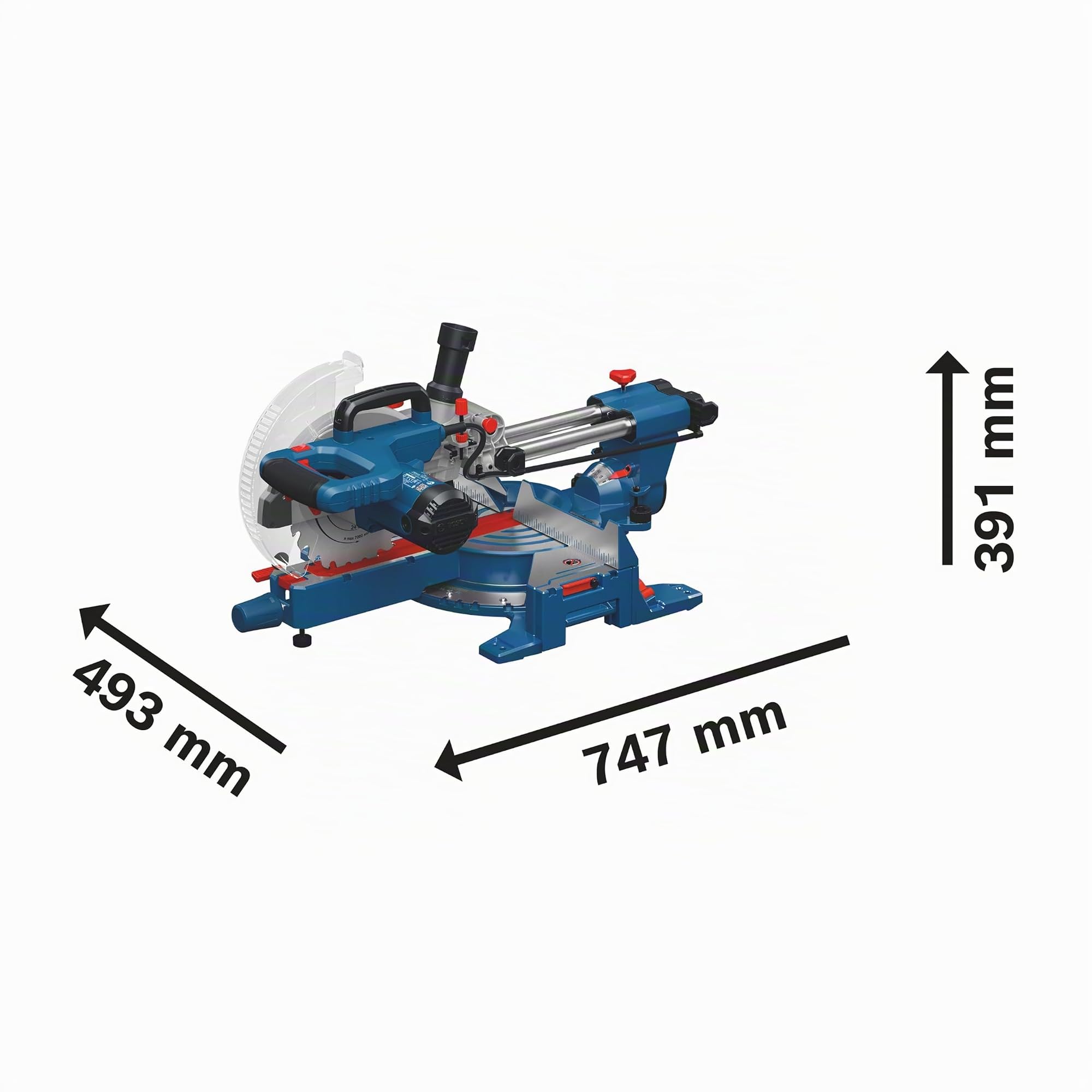 Bosch PRO Ingletadora telescópica GCM305-216S (incl. 2 cuchillas, 2 extensiones, regla de medición, pinza, bolsa para polvo y llave)