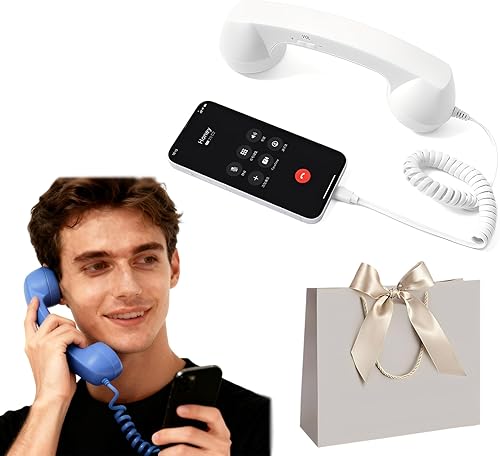 Auricular de teléfono de estilo retro tipo C, receptor de estilo fijo actualizado 2026 con altavoz HD y micrófono, auricular con cable Plug and Play