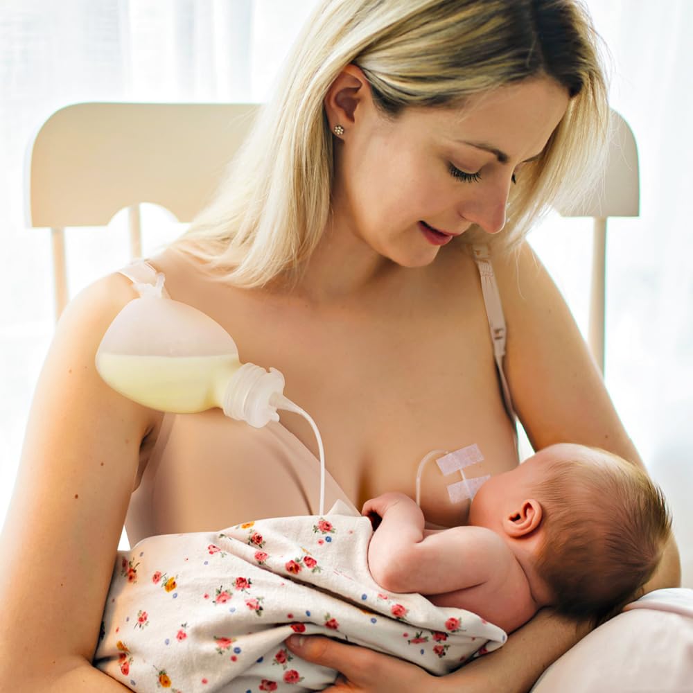 haakaa Set di Tubo di Alimentazione Supplementare e Sacca, Sistema di Allattamento Supplementare per Bambini, SNS Breastfeeding System, Silicone per Alimenti