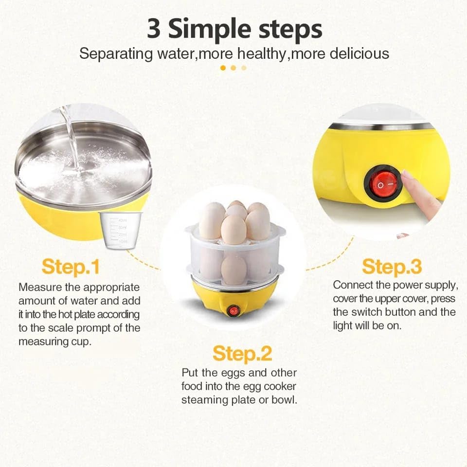 Rapid Electric Egg Cooker, 14/7 Eggs Capacity for Hard Boiled Eggs (Yellow, 7 egg,)