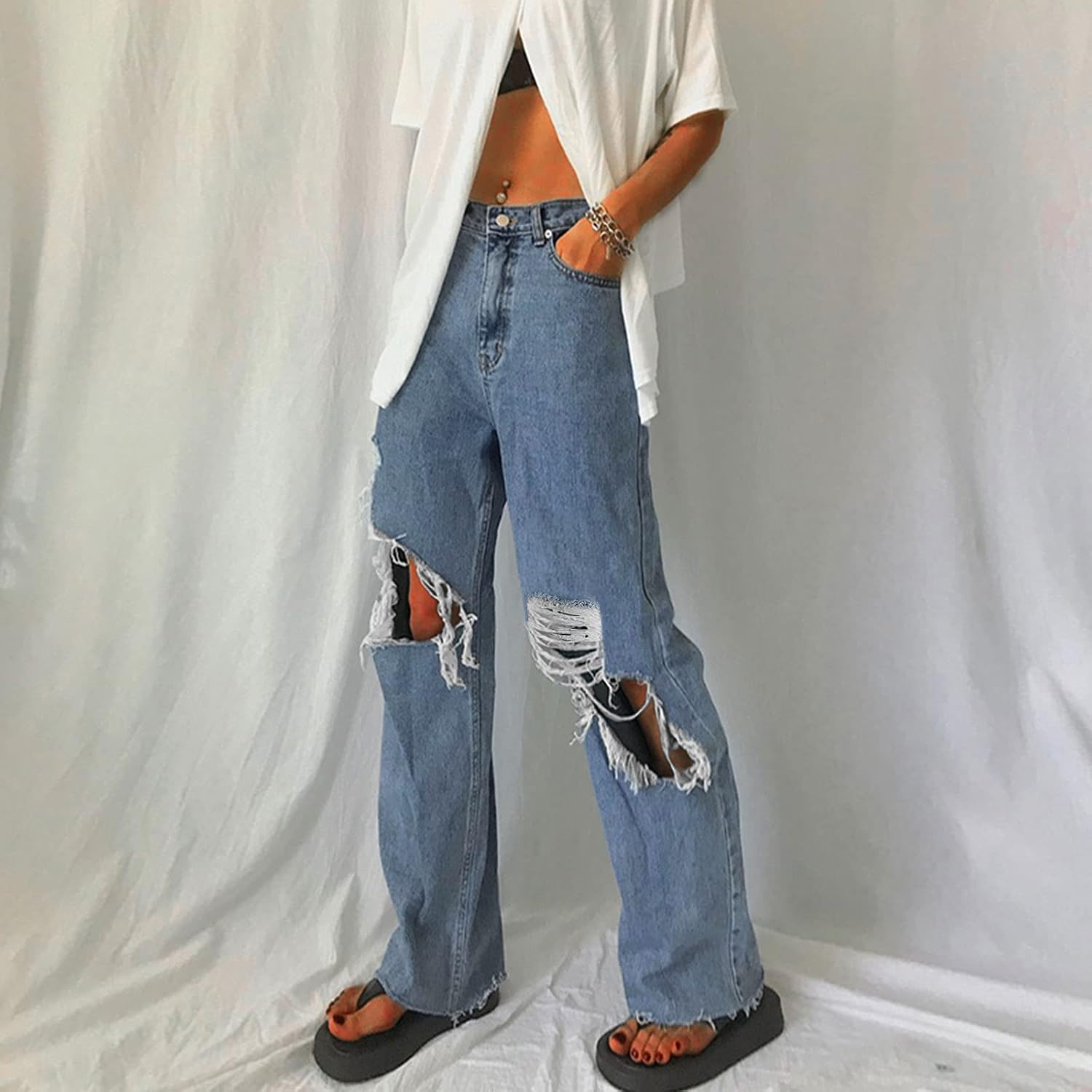 Buy Genleck Ripped Boyfriends Jeans for 