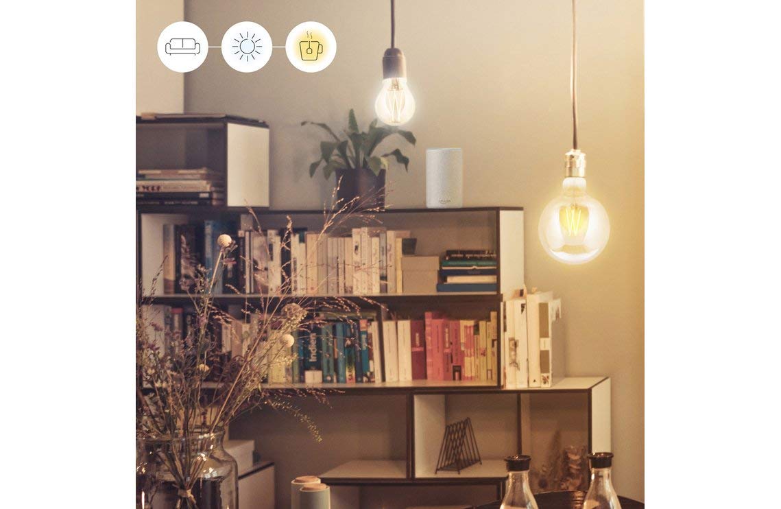 WiZ Smart LED żarówka biała A60 E27 (możliwość ściemniania, moc 7 W-54 W, 2000 K-4500 K, lm720, App & Voice Control Alexa, Siri, Google & IFTTT), biały filament Amber, A60-E27