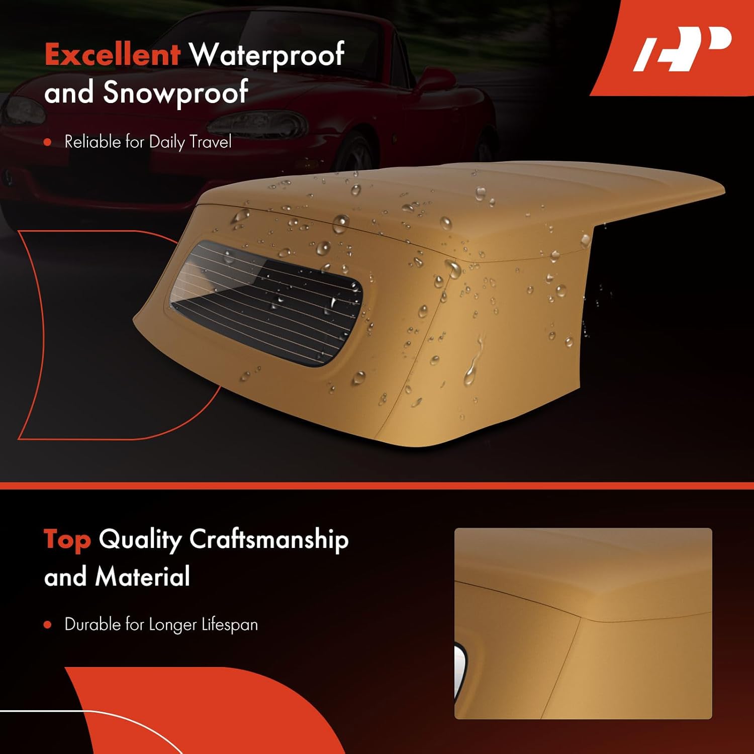 A-Premium Tan Convertible Soft Top Compatible with Mini Cooper 2003-2008