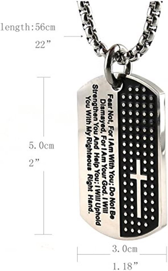 HZMAN Isaiah 41:10 Jewelry, Stainless Steel Cross Dog Tag Necklace Strength Bible Verse (Tag Silver) - Image 6