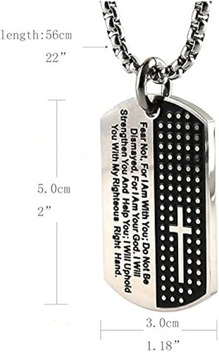Miniatura 6 de HZMAN Isaiah 4110 Jewelry collar con colgante de cruz de acero inoxidable con texto del verso bíblico en inglés