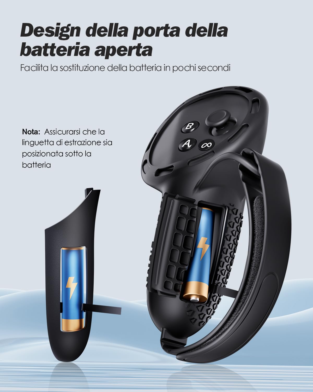 SUPERUS Aggiornate Coperture per Impugnature Controller per Meta Quest 3S/Quest 3 Accessori, Costruzione Interamente in Silicone, con Protezione di Apertura della Batteria e Cinturino alla Caviglia