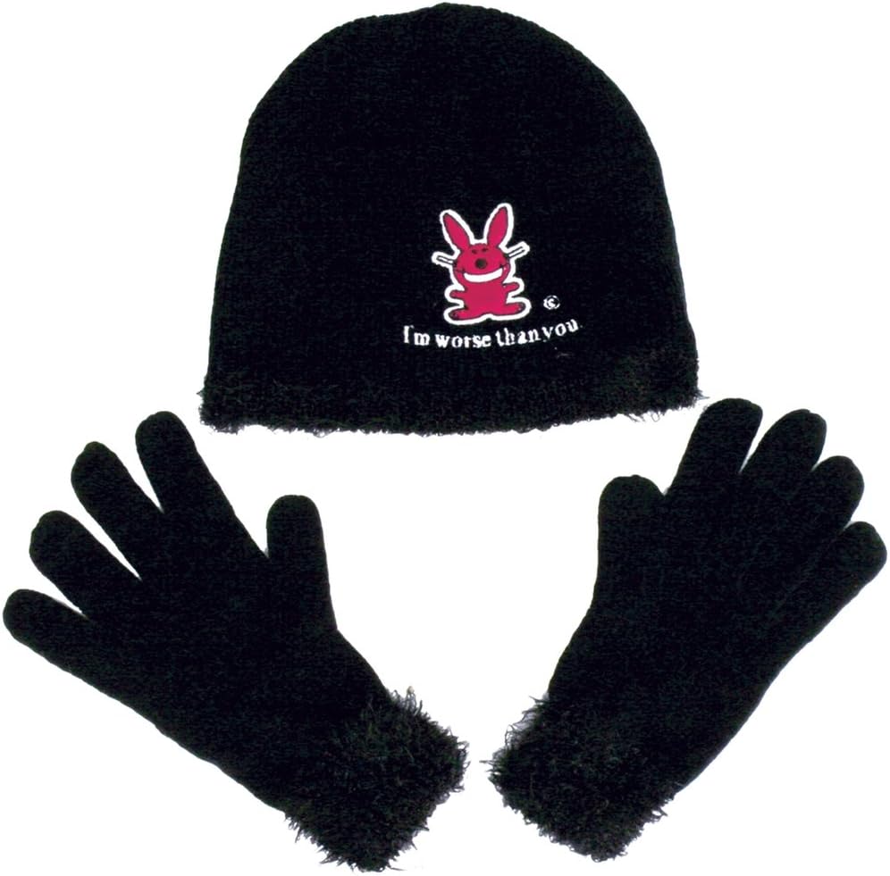 Happy Bunny - Worse Than You Hat & Glove Set