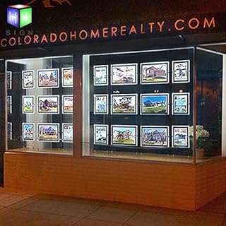A4 Landscape Real Estate Window Hanging Display Office Led Acrylic Magnetic Photo Frame Light Box Sign Holder (3pcs A4 a raw, Horizontally)