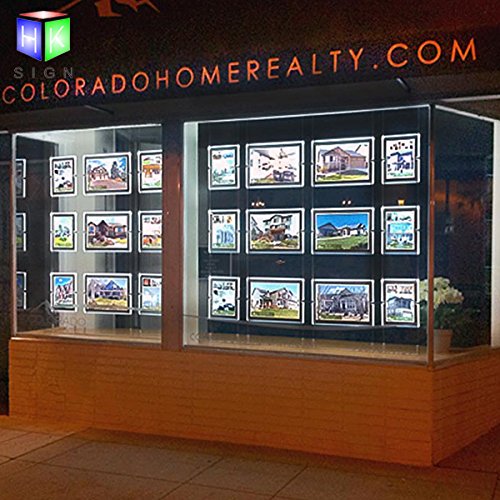 Hksign A4 Landscape Real Estate Agent Window Hanging Led Photo Display Business Store Sign Holders (3Pcs Horizontal A Row) #TOP5