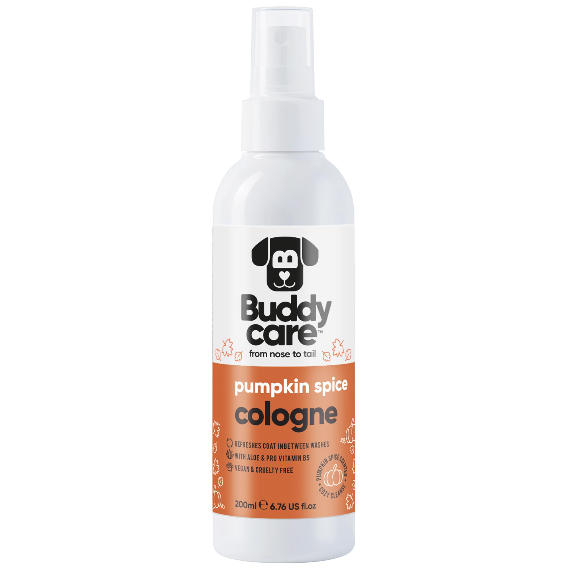 Buddycare Dog Cologne Spray Pumpkin Spice Scented (200ml) Refreshing Dog Perfume for Smelly Dogs | Safe to Skin Formula Dog Deodorant Spray for Smelly Dogs